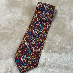 Christian Dior Monsieur Bird Floral 100% Silk Made in USA Tie